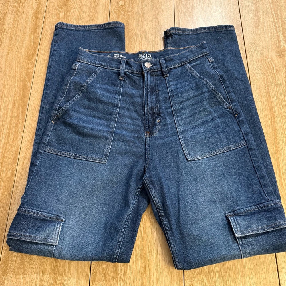 a.n.a Dark Blue Highest Rise Vintage Straight Jeans